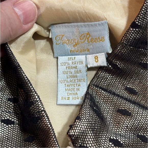 Tracy Reese | Black Taffetta Lace Mesh Skirt 8 - Picture 6 of 16